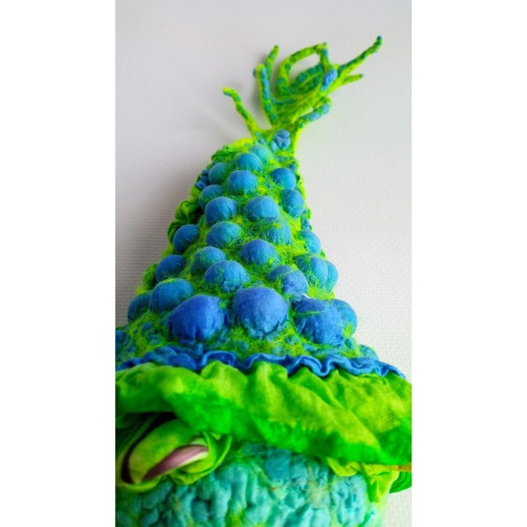 Unique OOAK Toy Alien Green Snail ZonLy Lapatamelly Galaxy Handmade Silk Wool - Picture 14 of 14